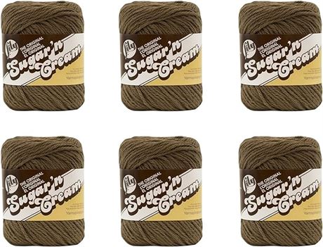 Lily Sugar'N Cream Warm Brown Yarn - 6 Pack of 71g/2.5oz - Cotton - 4 Medium