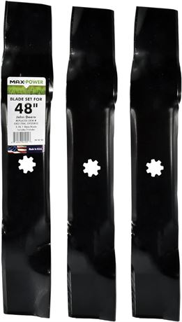 Maxpower 561812 3-Blade Set for 48-Inch Cut John Deere, Replaces GX21784 and GY2