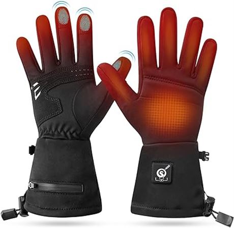 XS/S Black Upgraded Heated Gloves Liners for Men and Women, Rechargeable Battery