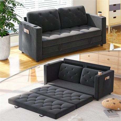 SKKTKT Loveseat Sleeper Sofa, 63" W 81" L Full Size Futon Sofa Bed,