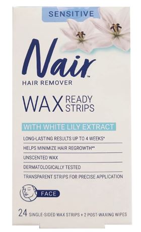 Nair - Hair Remover Wax Ready-Strips for Face with Soothing White Lily | 24