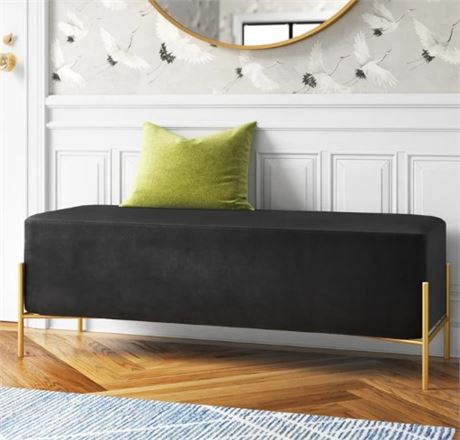 Black Oreta Velvet Upholstered Bench