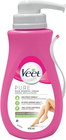 VEET® Pure, Hair Removal Cream, for Legs & Body, Dry Skin, Long Lasting Smoothne