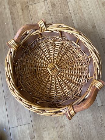 Round Basket - wicker, cane and wood