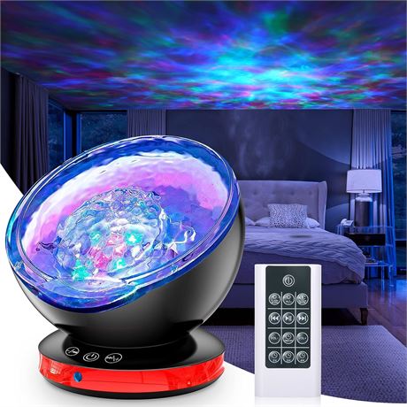 Night Light Projector, Ocean Wave Projector with 8 Lighting Modes, Galaxy Light