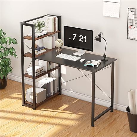 VERMESS Computer Desk with 4 Tiers Shelves, 39 Inch Sturdy Table