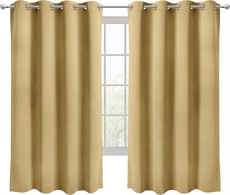 52Wx63L Utopia Bedding Beige Blackout Room Darkening Curtains Grommet 2 Panels