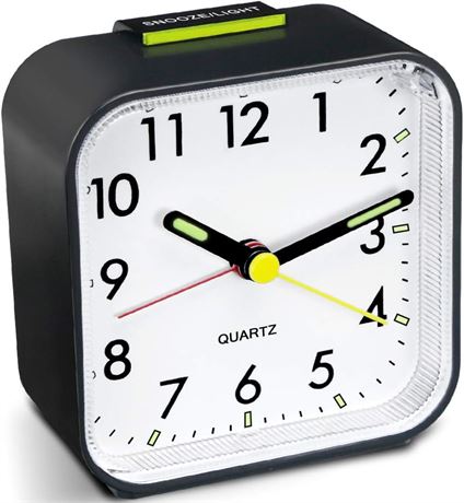 HOPSEM Silent Alarm Clock Battery Powered Non Ticking Bedside Clocks