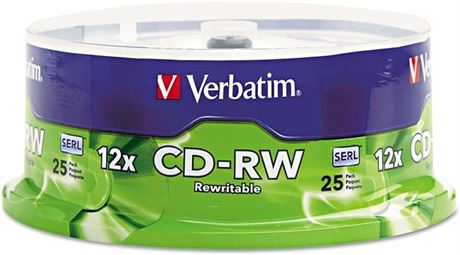 Verbatim CD-RW 700MB 2X-12X Rewritable Media Disc - 25 Pack