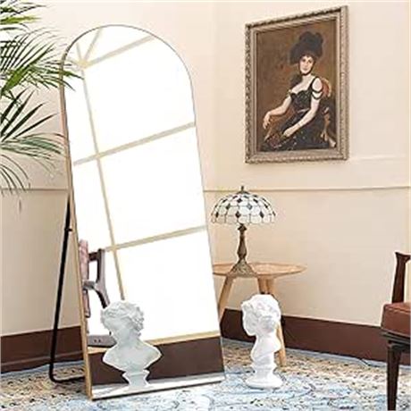 GlasFlength 65"x22" Arched Full Length Mirror Gold