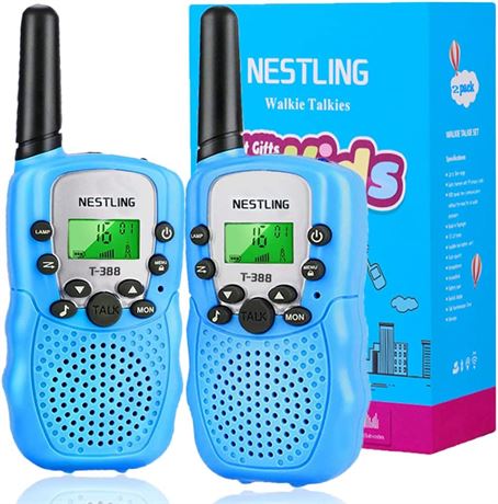 Nestling Walkie Talkies 2 Pack, 22 Channel Radio Toy with Backlit LCD Flashlight