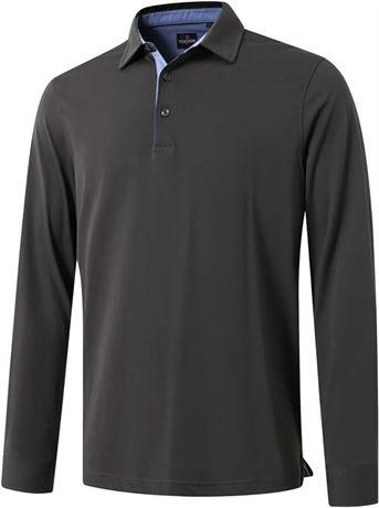 XL - VEBOON Men's Flex Polo Shirts Long Sleeve, Navy