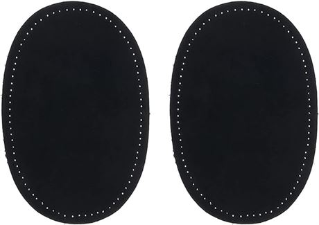 ZUPAYIPA 2Pcs Sew-On Fabric Oval Elbow Knee Patches(Suede Fabric, Black)