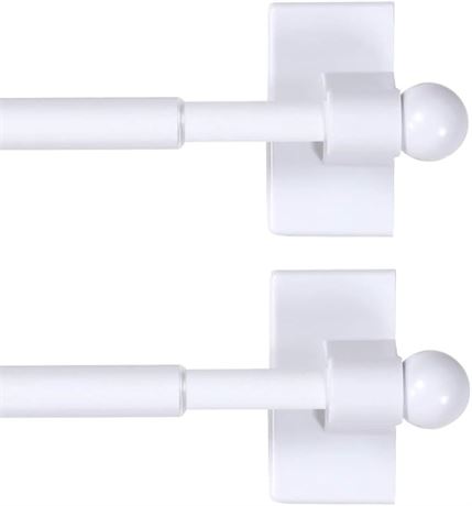 2 Pack Magnetic Curtain Rods, 16 to 28 Inch, 1/4 Inch Diameter, White