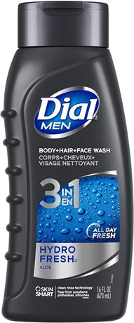 Dial Men Hydro Fresh 3in1 Hair+Body+Face Wash 473 Milliliters (Pack of 1)