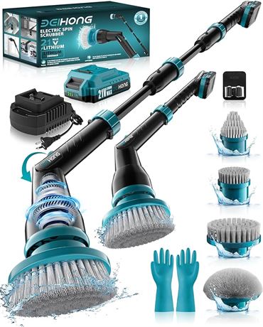 Electric Spin Scrubber,1000RPM Cordless Shower Scrubber, with 21V