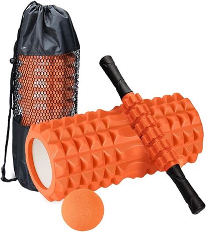 4 in 1 Foam Roller Set, Yoga Roller with Massage Ball and Massage Roller Stick f