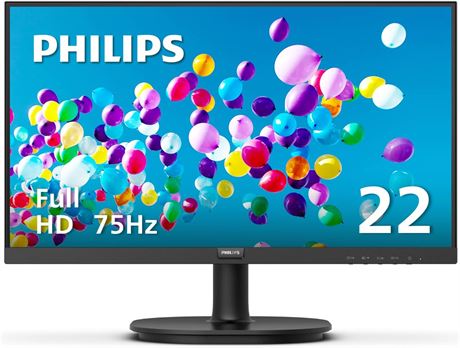 Philips 22 inch Class Thin Full HD (1920 x 1080) 75Hz Monitor, VESA, HDMI & VGA
