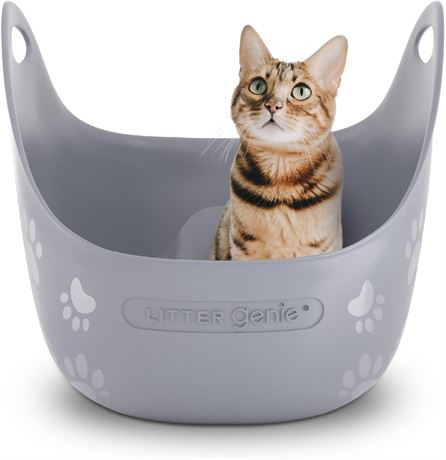 Litter Genie Cat Litter Box, Flexible, Soft Plastic, High-Walls and Handle