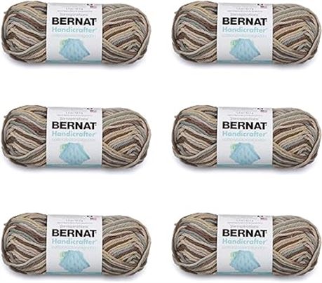 Bernat Handicrafter Cotton Earth Ombre Yarn - 6 Pack of 42.5g/1.5oz - Cotton -