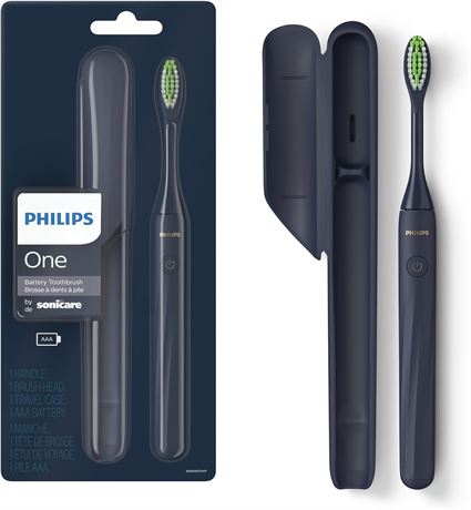 PHILIPS One By Sonicare Battery Toothbrush, Midnight, Hy1100/04, 1 Count