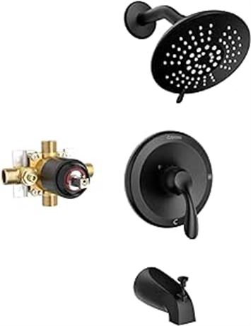 Shower Faucet and Tub Spout Set (Valve Included) Matte Black