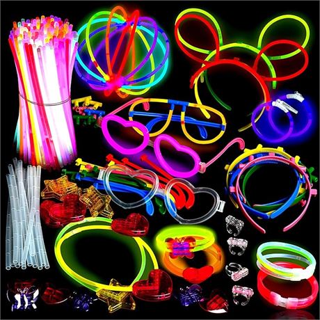 500 Glow Sticks Party Pack Necklaces And Bracelets - Ultra Bright Glow