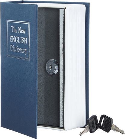 Basics Book Safe, Key Lock, Small, Blue