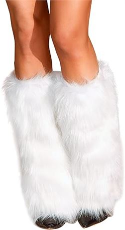 smRSLOVE Women's Fuzzy Leg Warmers Winter Fur Fluffy Leg Warmers Soft Boot Cuffs