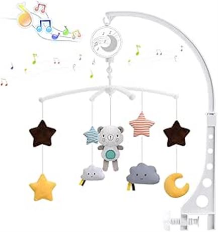 Smart Little Sun Baby Musical Crib Mobile with Hanging Rotating Plush Toys,