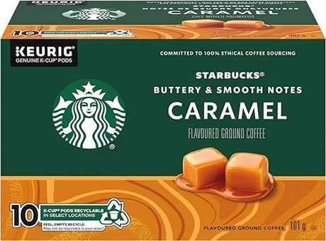 STARBUCKS Caramel Flavoured Ground Coffee K-CUP Pods 10 ct Box