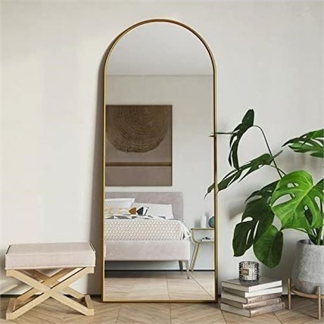 64''x21'' - PexFix Full Length Mirror Arched, Floor Mirror Full, Gold