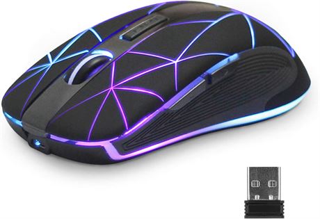 Rii Wireless Mouse RM200, RGB Rechargeable Mouse, Cordless Mouse with 6 Buttons