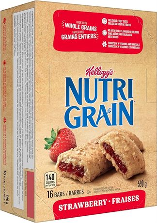 Kellogg's Nutri-Grain Strawberry Flavour 590g - 37 g (Pack of 16)