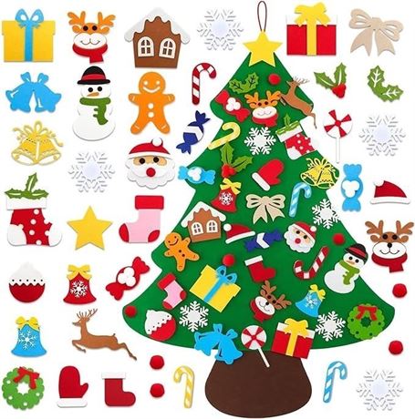 DveDvior 3.3FT DIY Felt Christmas Tree Sets with 39PCS Detachable Xmas Ornaments