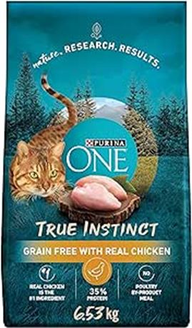 Purina ONE True Instinct Grain Free Dry Cat Food, High Protein Chicken - 6.53 kg