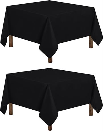 Utopia Kitchen Square Polyester Tablecloth 2 Pack (54x54 Inches, Black)