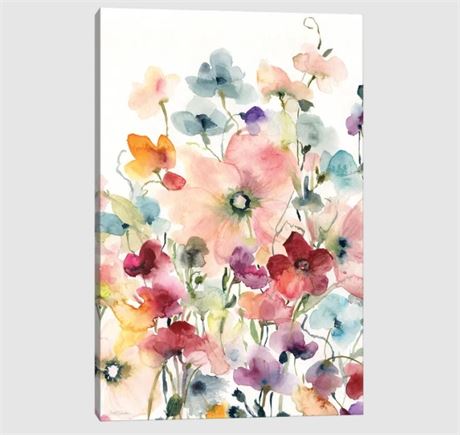 18X27 Poppies and Sweetpeas - Canvas Print