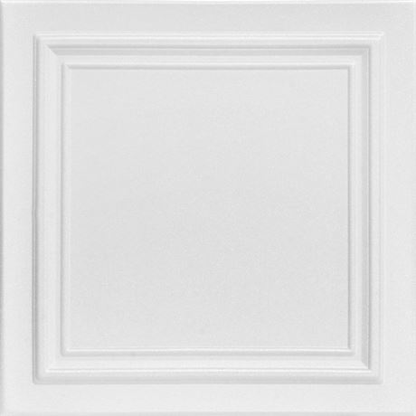 Pack of 8 A La Maison Ceilings R24 Line Art Foam Glue-up Ceiling Tile, White