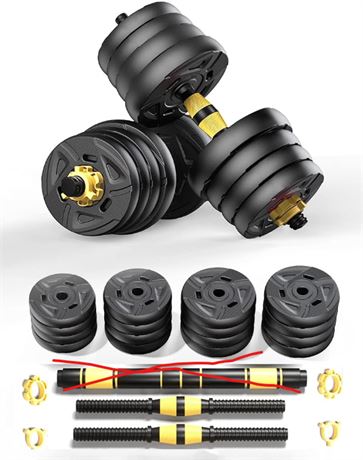 72LBS-Adjustable Dumbbells Set, Barbell Weight Set Pair 2 in 1 with Connector,