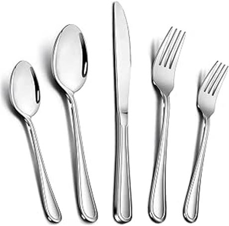 60-Piece Silverware Set, E-far Stainless Steel Classic Flatware Cutlery Set