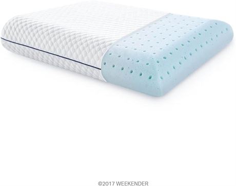 WEEKENDER Ventilated Gel Memory Foam Pillow - Washable Cover , White, Standard