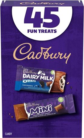 45 Cadbury, Assorted Fun Treats, Mini Original and Mini Dairy Milk Oreo Bars