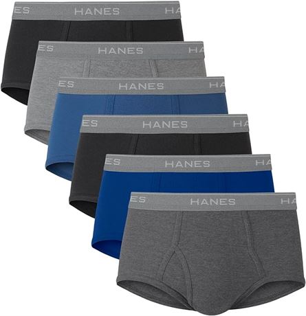 2XL - Hanes Mens 6-Pack Exposed Waistband Mid-Rise Brief