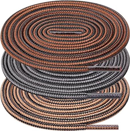 UpUGo 3 Pair Boot Shoe Laces, Round Shoelaces for Athletic Running Hiking Sneake