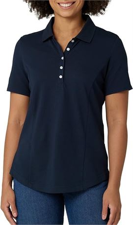 XL - Riders by Lee Indigo Women's Morgan Short-Sleeve Polo Shirt, Dark Navy