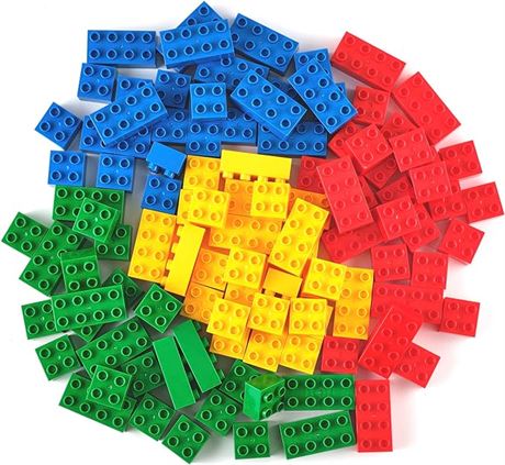 Strictly Briks - Big Briks Set - 108 Pieces - Blue, Green, Red, & Yellow - Large