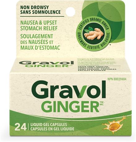 Gravol Ginger - Nausea and Upset Stomach Relief with Organic Ginger Extract
