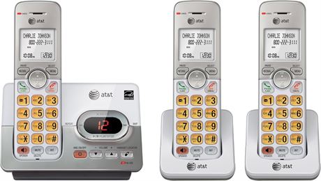 AT&T DECT 6.0 3 Cordless Phones | White and Grey