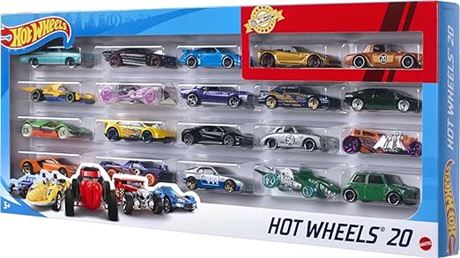 Hot Wheels 20-Pack of 1:64 Scale Toy Sports & Race Cars, Collectible Vehicles